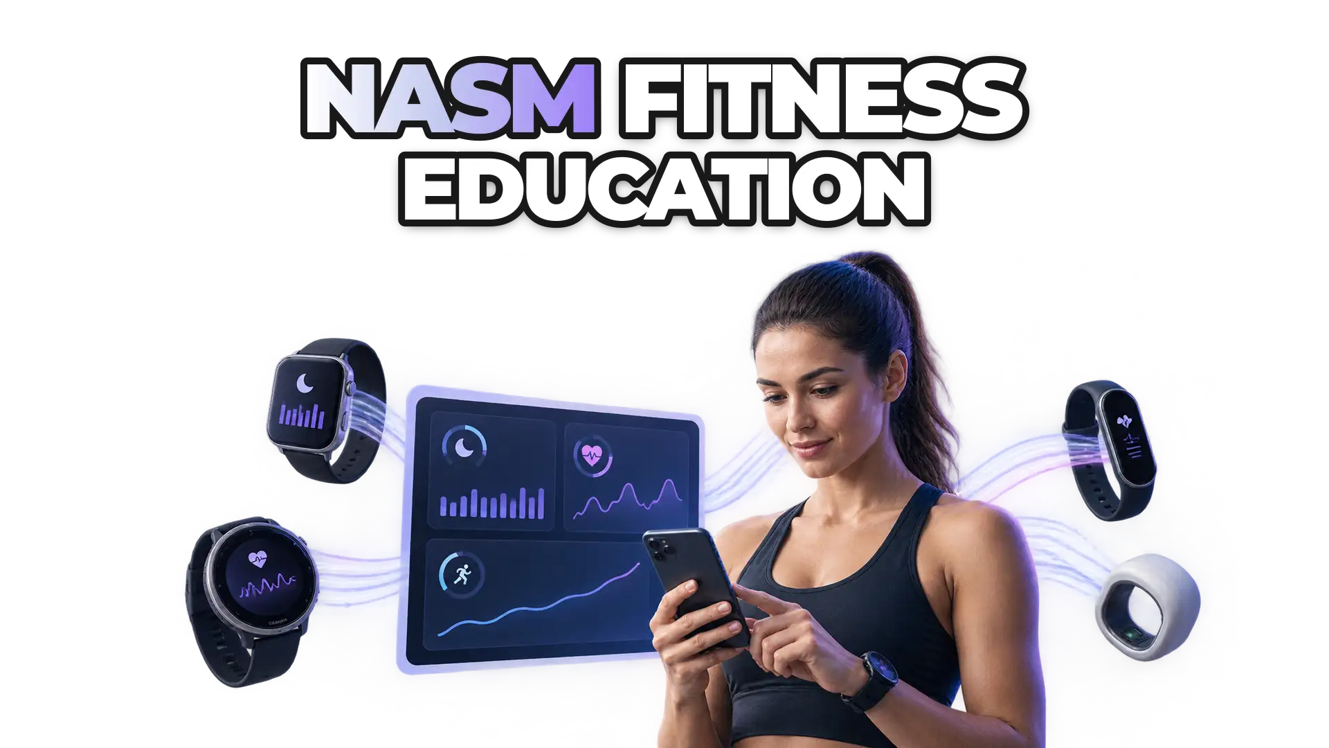 A fitness trainer viewing normalized health metrics from multiple wearable devices unified in a single dashboard, showing sleep quality, heart rate variability, and recovery trends flowing from various device brands into one coaching interf