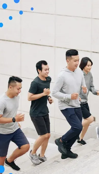 Group of colleagues running together