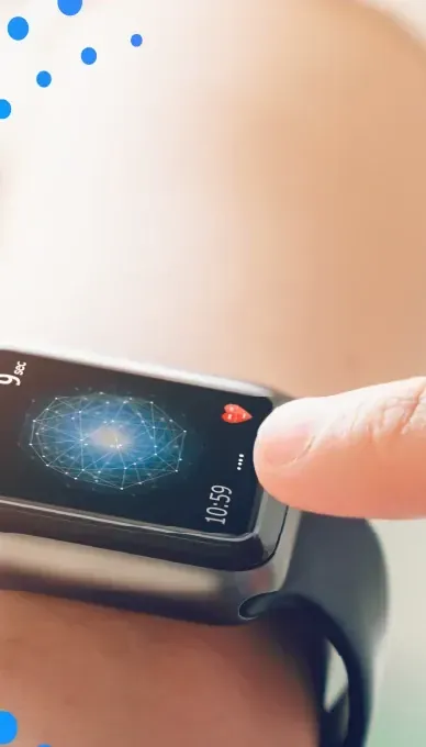 Finger tapping a smartwatch screen