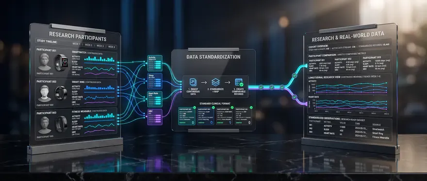 Study participant data standardized by ROOK into a research and real-world data view